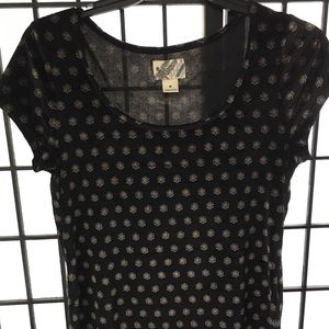 Black velour patterned top.